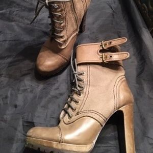 High Heel Lace Up Combat Boot